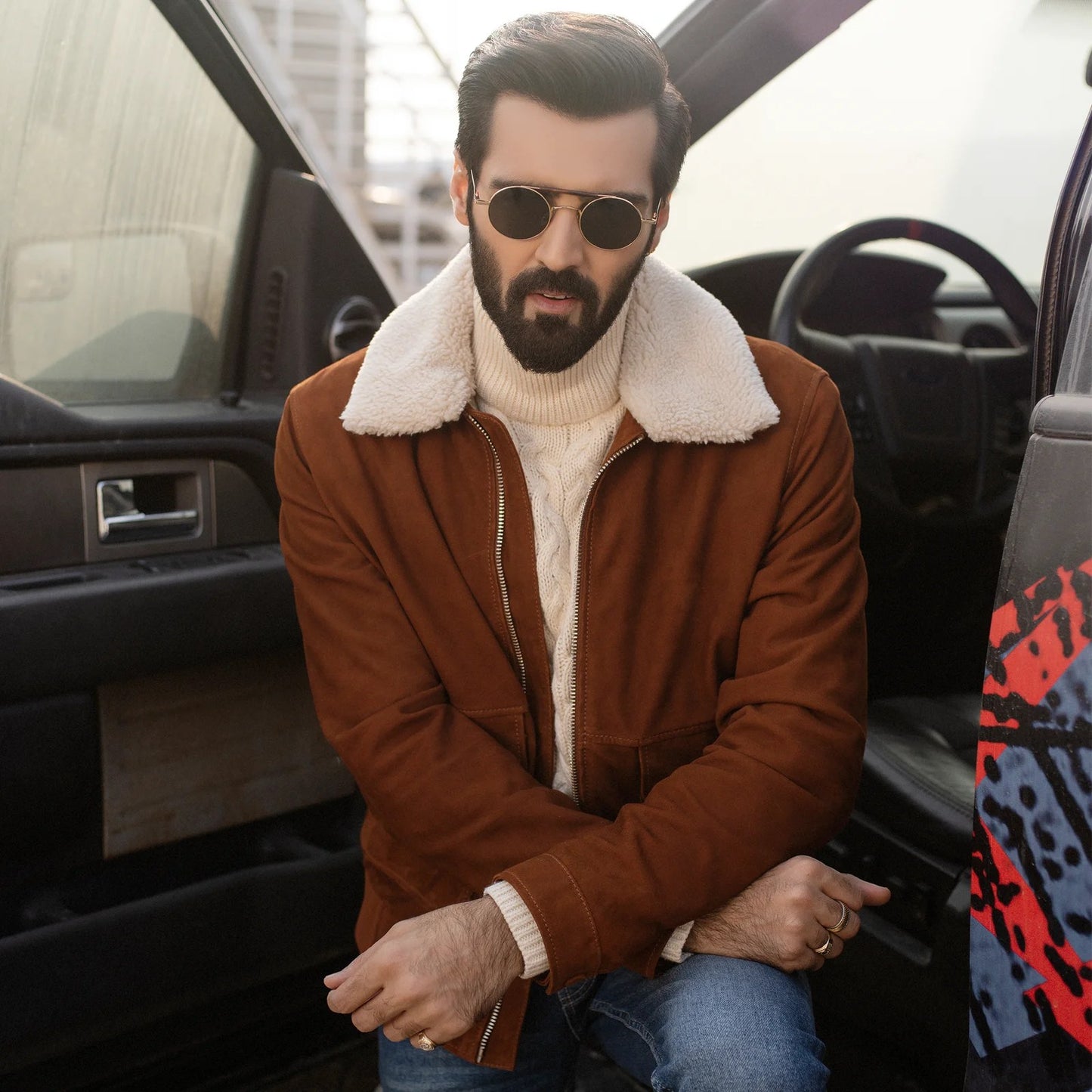 Bomber Leather Jacket Suede Leather