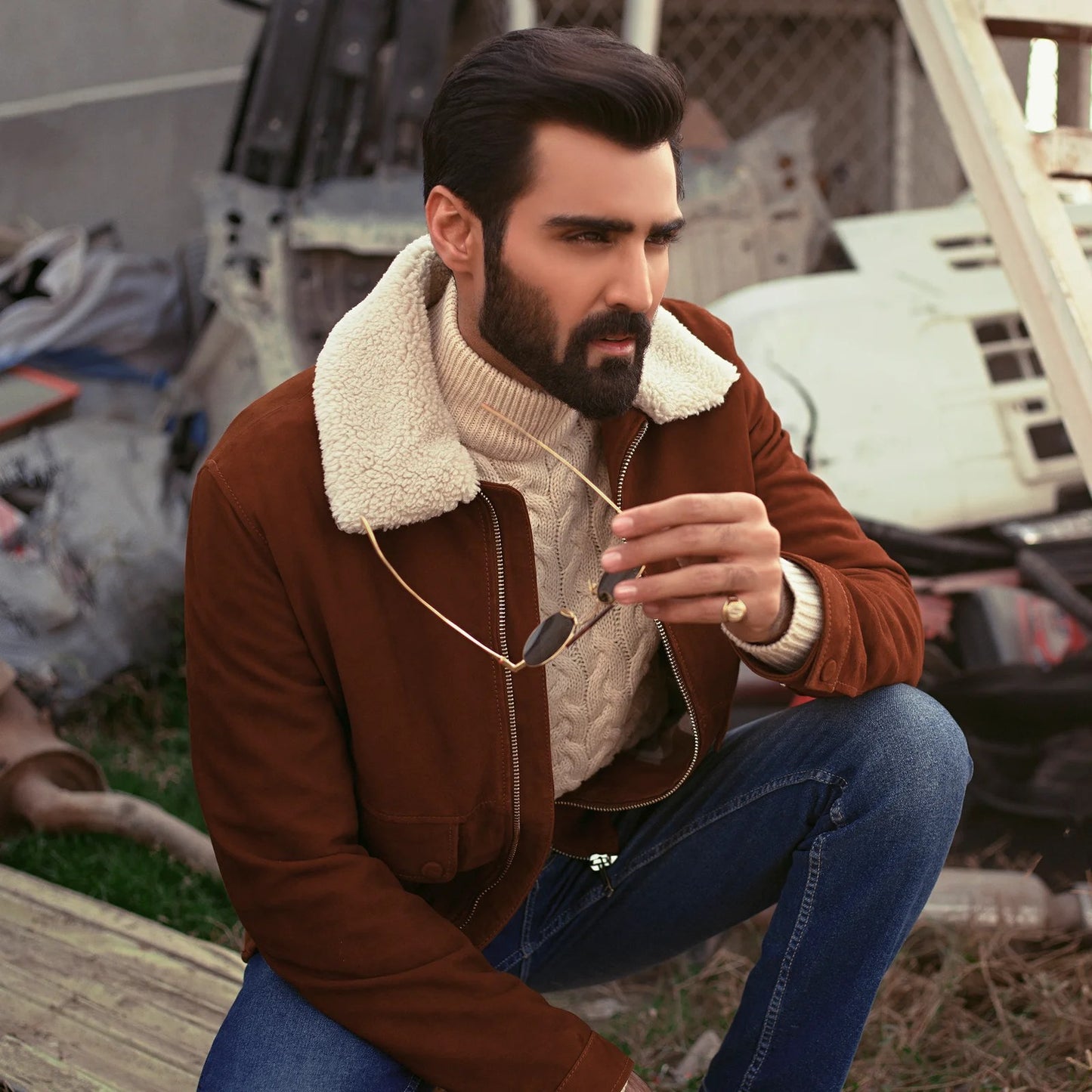 Bomber Leather Jacket Suede Leather