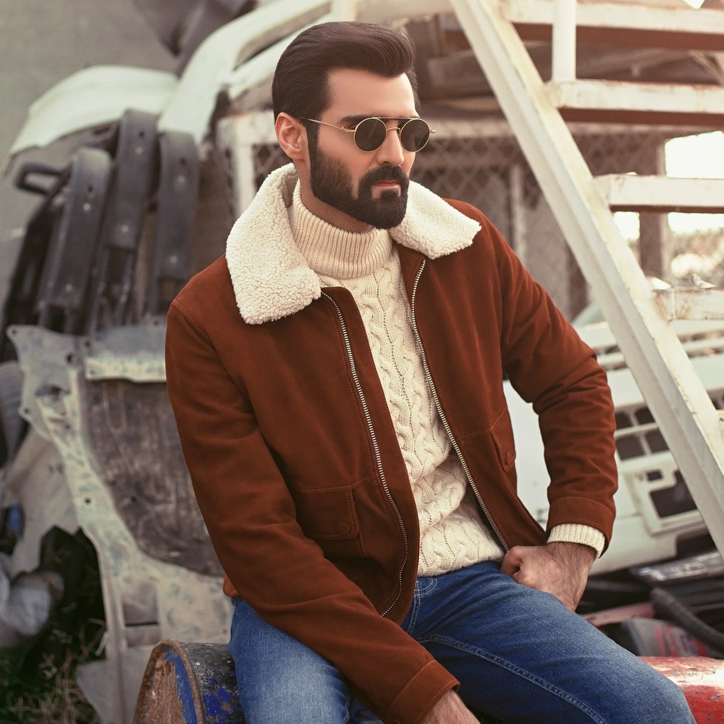 Bomber Leather Jacket Suede Leather