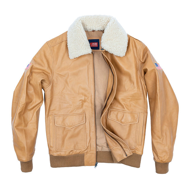 US Flag Flight Mens Pilot Leather Jacket