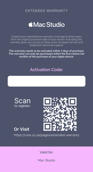 Extended Warranty: Mac Studio