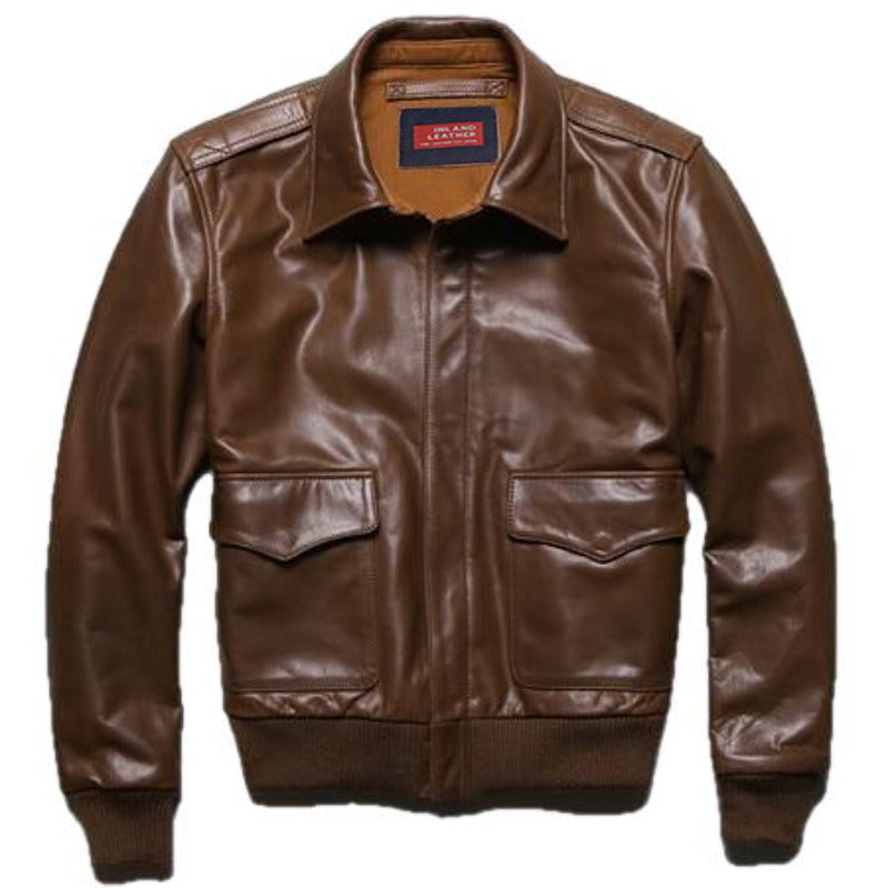 US A2 Flight Mens Bomber Genuine Leather Jacket