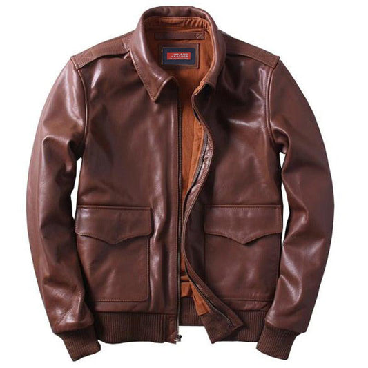 US A2 Flight Mens Bomber Genuine Leather Jacket