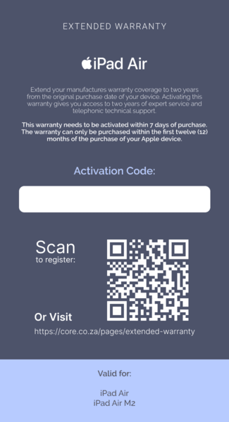 Extended Warranty: iPad Air