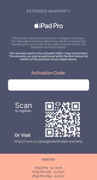Extended Warranty: iPad Pro 11”